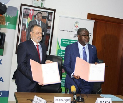 Togo :  signature d’une convention de partenariat entre la Bank of Africa et le ministère en charge de l’agriculture