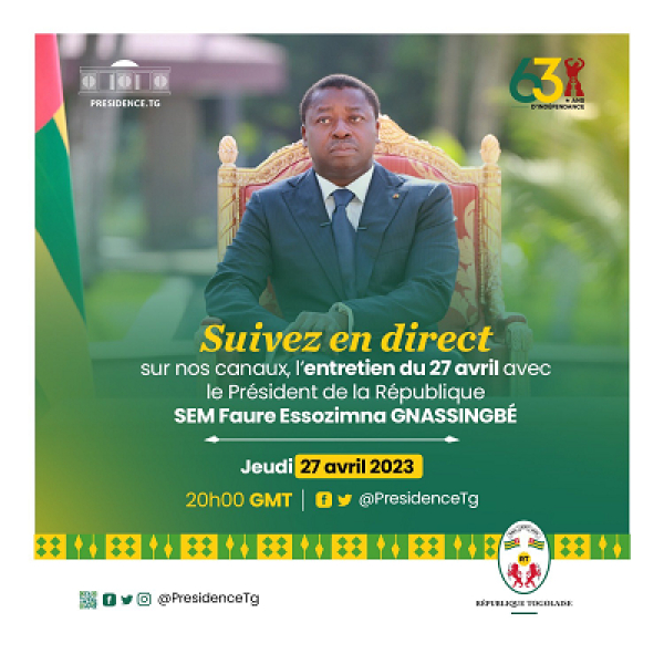 63ème anniversaire de l’accession du Togo à la souveraineté internationale: Faure Gnassingbé s&#039;adresse à la nation ce soir